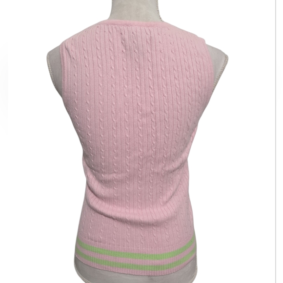 Alexandra Bartlett Pink and Green Cable Knit Cardigan Set Size Medium - Picture 3 of 5